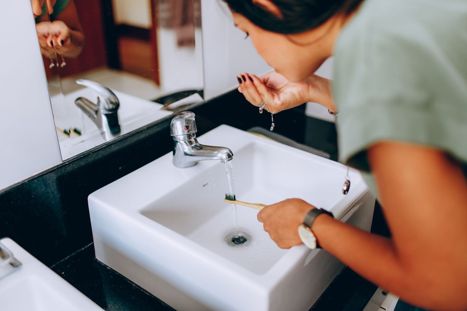 Athlete practicing bathroom routine timing before training distance