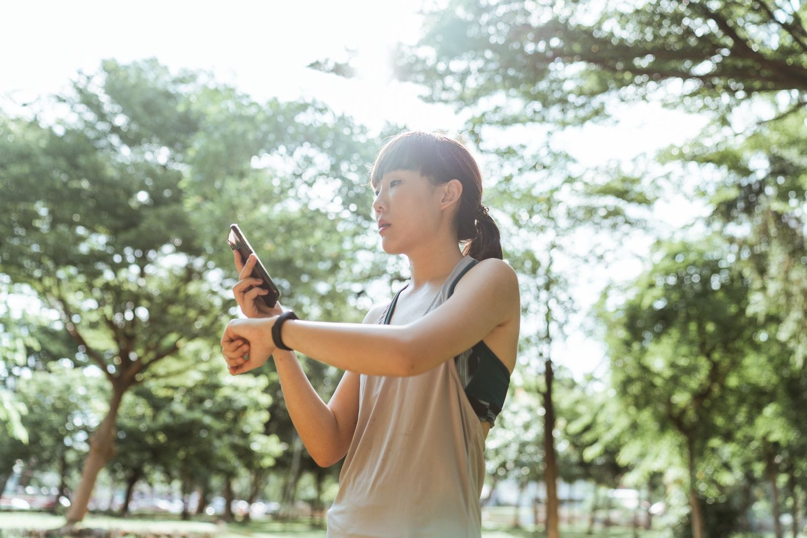 Runner breathing exercises amid congested commuter crowd