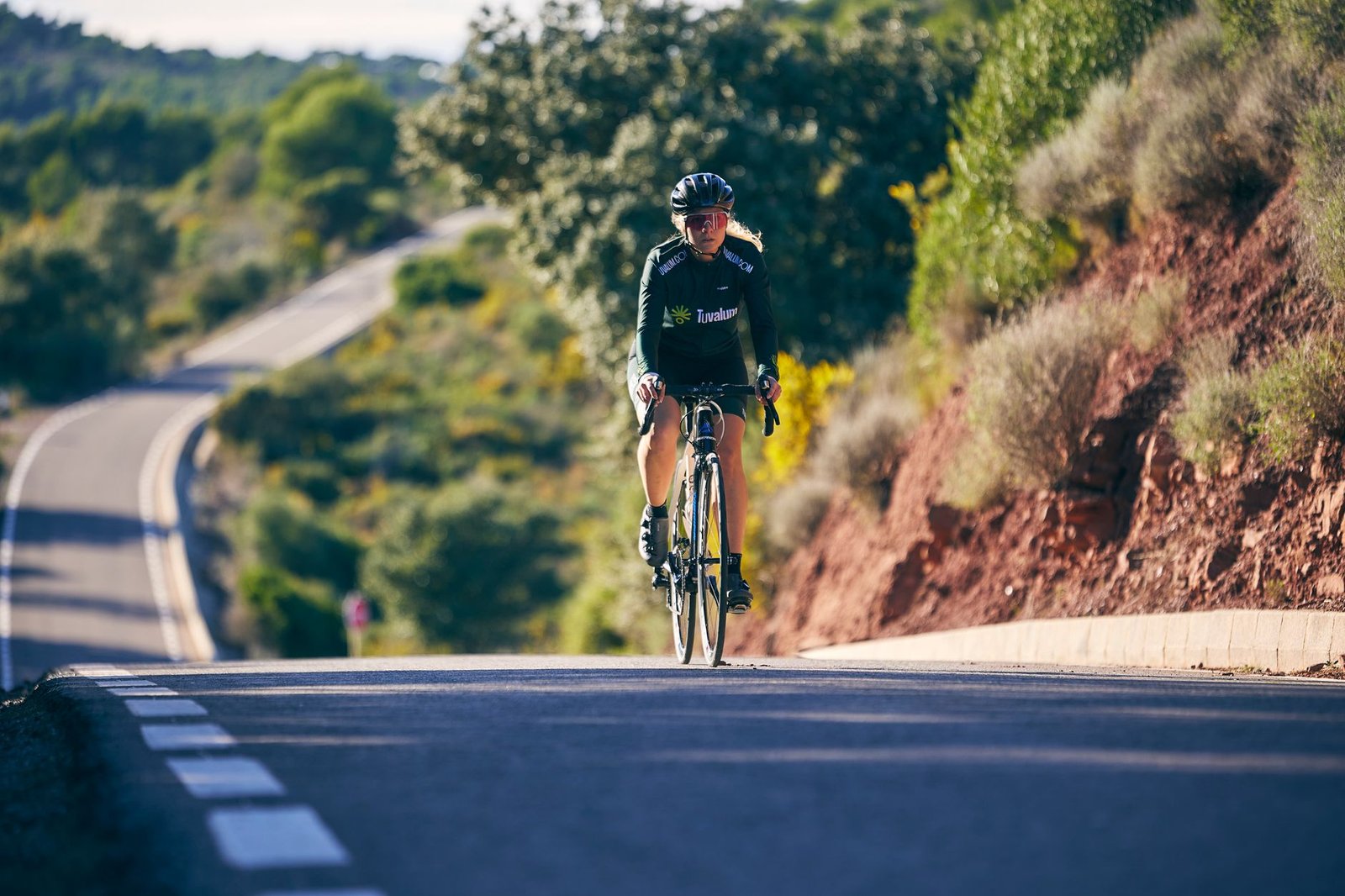 Cyclist practicing hill-like resistance on a stationary trainer