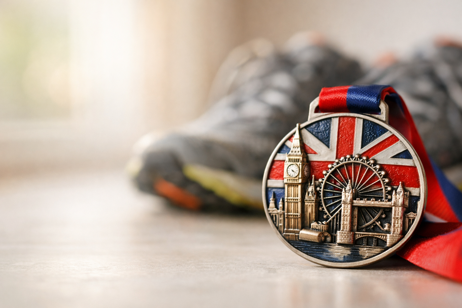 London marathon-style race on August morning, cheering crowds