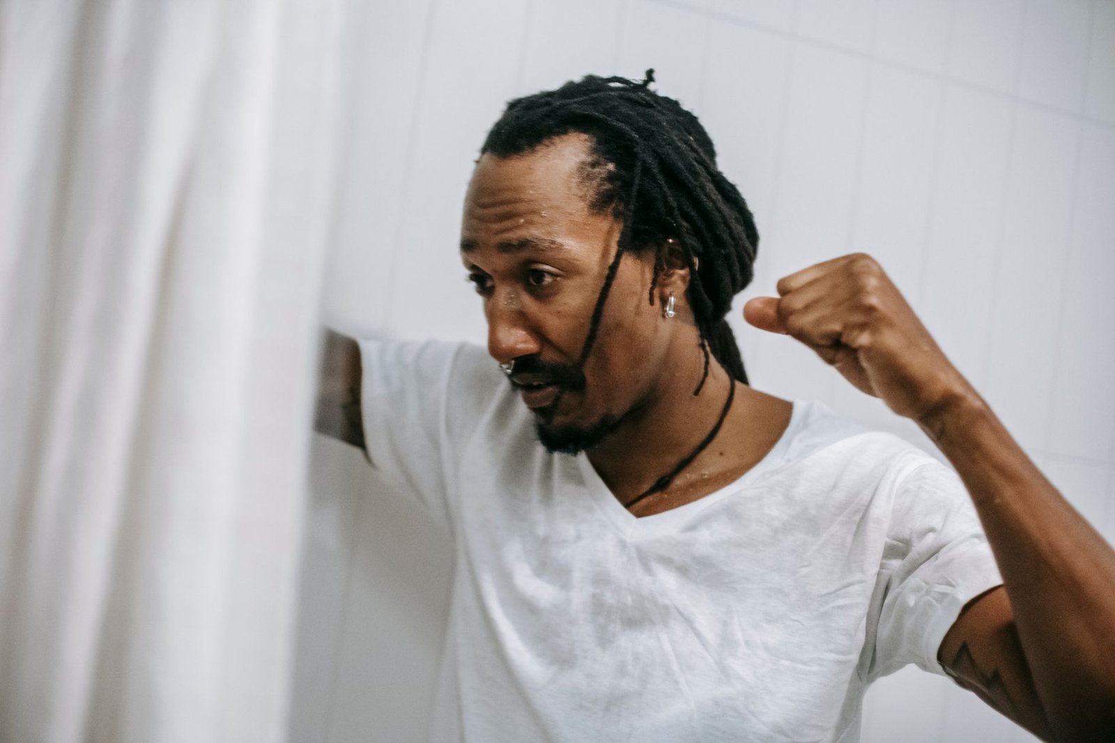 Supportive companion calming anxious runner before marathon toilet plan