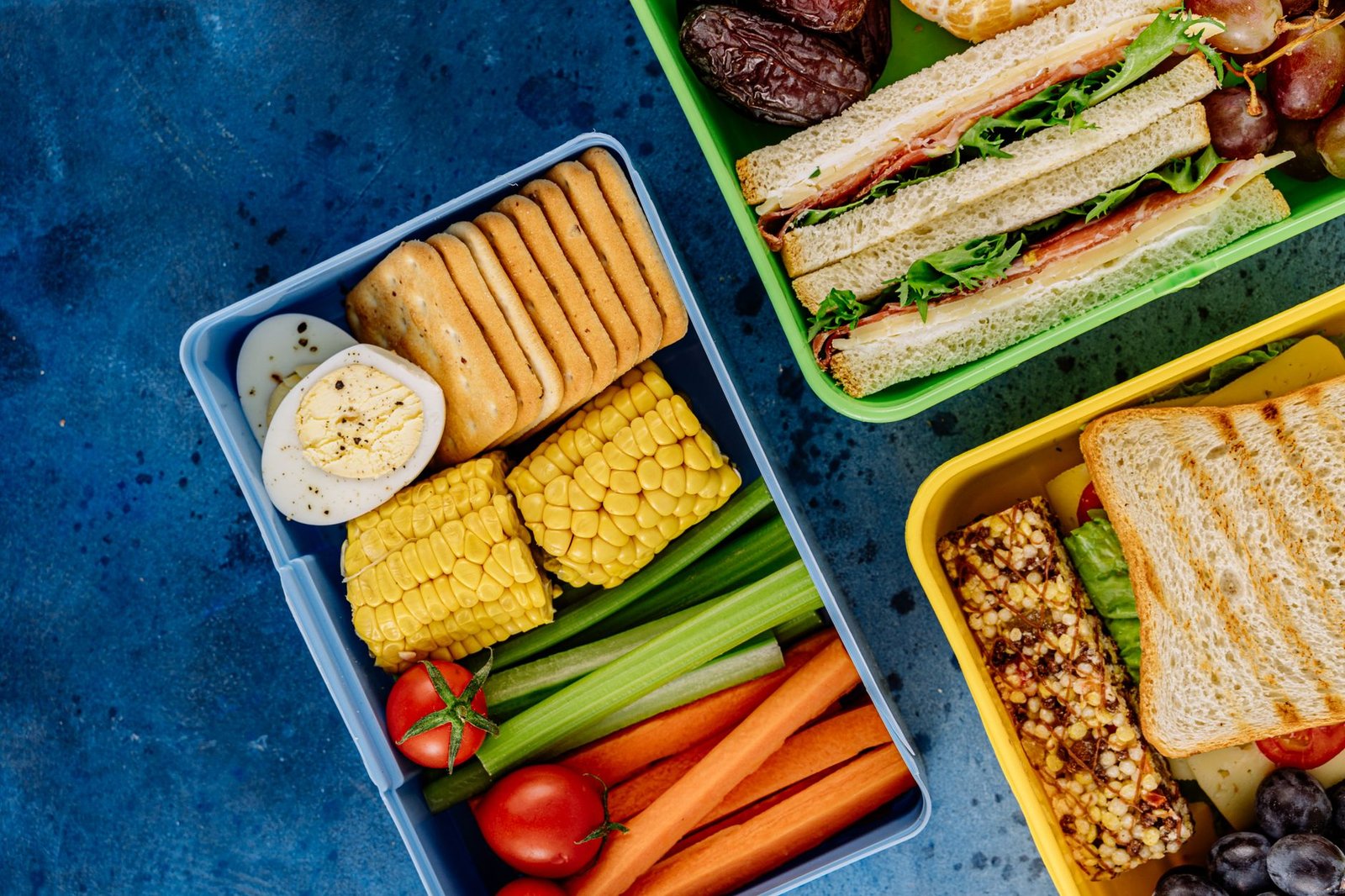 London skyline background with balanced nutrition meal prep