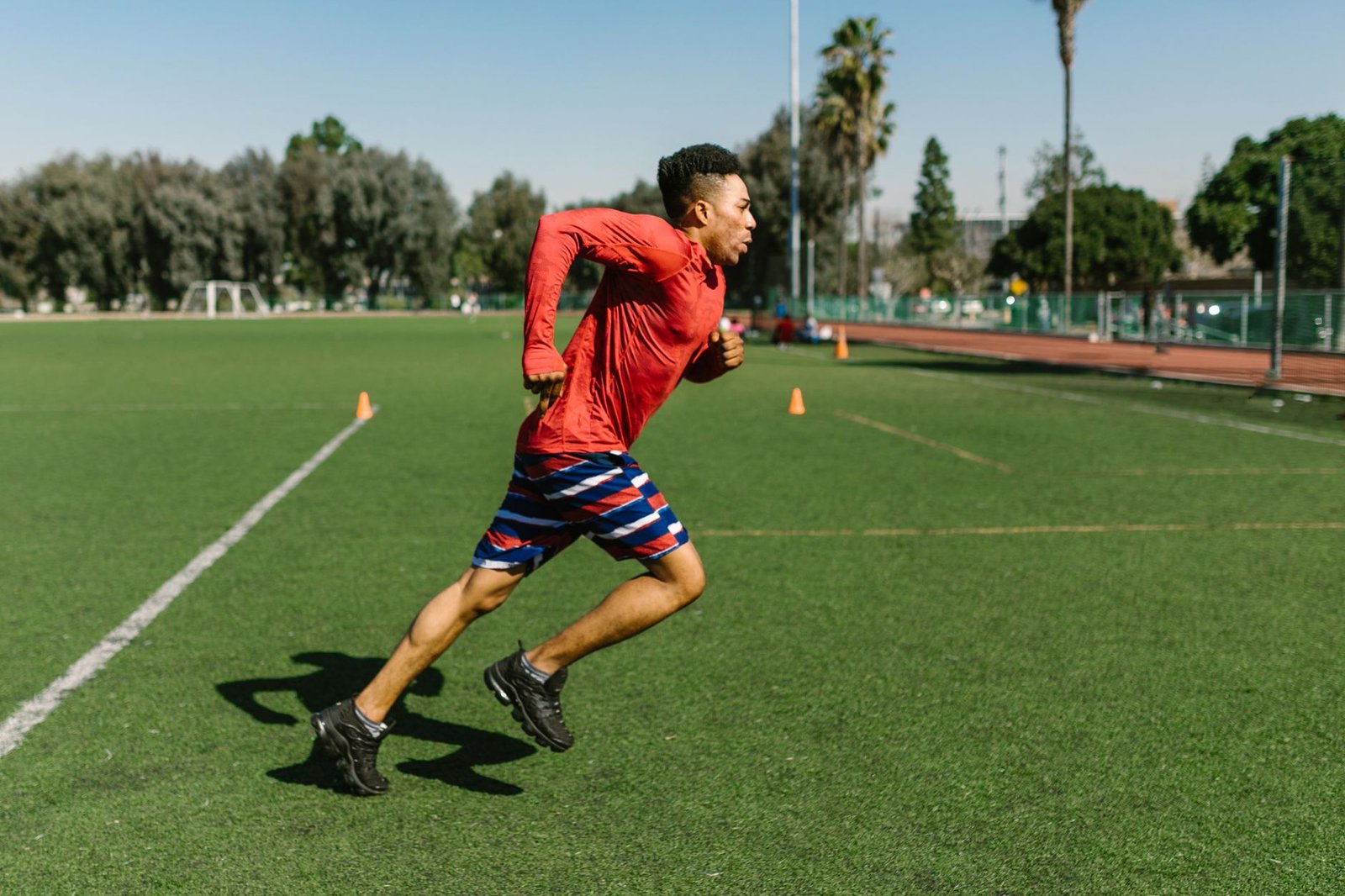 Athlete using short sprints to boost stride efficiency
