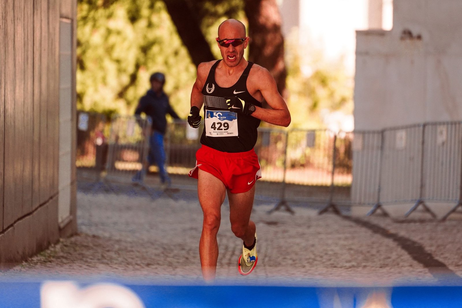 Marathoner doing fast circuit strength exercises before race season