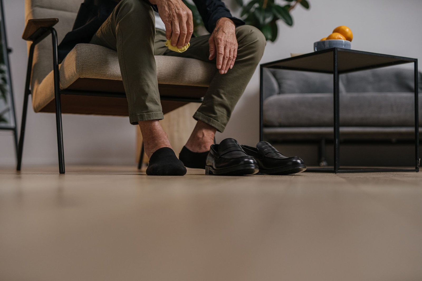 Stylish outfit showing breathable socks for cool London evenings